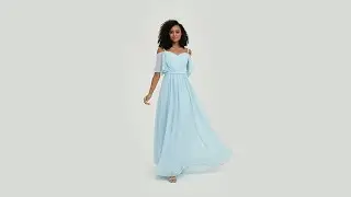 Nevaeh-Off-The-Shoulder Spaghetti Straps Long Bridesmaid Dress | DUNTERY