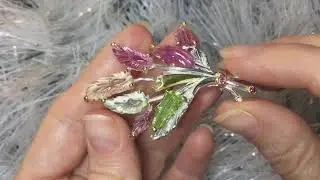 Серебряная брошь/кулон из резного турмалина 22 кт