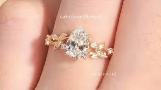 Pear Cut Leaf Engagement Ring - Gemsmagic