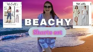 Trendy Beach Striped Shorts Set Made From Walmart Beach Towels. #FRIDAYSEWS #McCallspattern