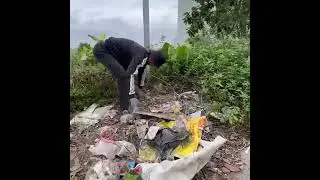 Shocking young man transforms overgrown sidewalk into clean path