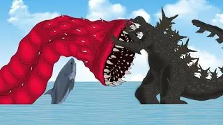 Godzilla Minus One VS Worm Monster VS Mega Shark