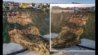 UK homes metres away from plunging off massive cliff as 130ft walls on brink of collapse