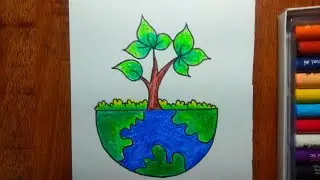 World Earth Day Drawing for Beginner's || Environment Day Special poster Drawing || Earth Drawing