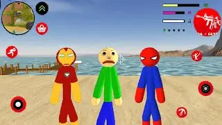 Baldi Stickman Rope Hero VS Iron Stickman Rope Hero VS Spider Stickman Rope Hero - Android Gameplay