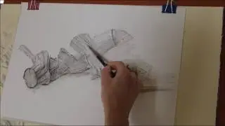 Comment dessiner du bois mort au crayon fusain.