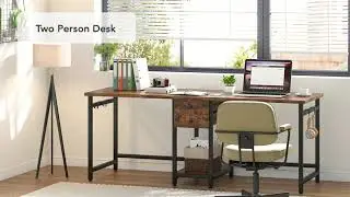 Tribesigns Two Person Desk, 78&rsquo;&rsquo; Double Computer Desk with Drawers NY001
