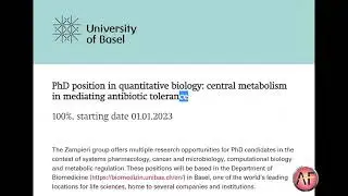 #PhD #positions in #quantitative #biology: #metabolism #antibiotic #tolerance #Basel, #Switzerland