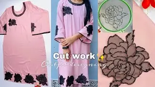 Cut work designer 💫Suit Patch Cutdana Embroidery Work✨ Suit design idea handmade☺️