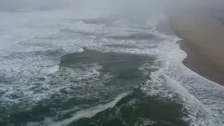 Angry Foggy Pacific Ocean - drone video