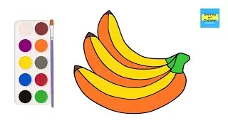 How to draw banana and color banana | How to draw fruits and color fruits