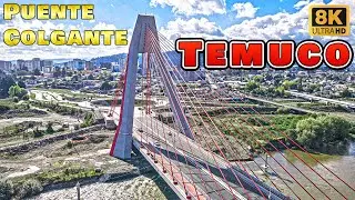 Temuco Padre las Casas unidos por el Puente colgante Treng Treng Kay Kay Cinematic Vista Aérea