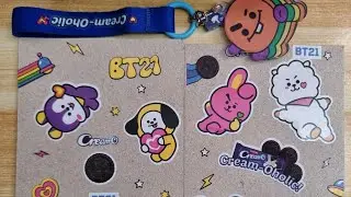 Unbox8ng CREAM-O + BT21 | STICKERS 🐰AND KEYCHAIN ✨️#satisfying #sound ✨️