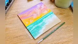 How to paint sunset seascape acrylic painting for beginners/canvas painting tutorial/nature art idea