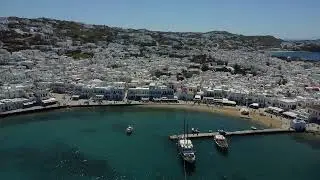 Mykonos Beach Approach.  DRONE - Mykonos Greece - ECTV