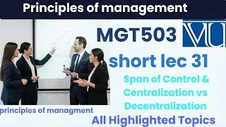 MGT503 Short Lecture 31 | Span of Control & Centralization vs Decentralization | final term prep