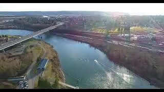 everett washington and snohomish river aerial