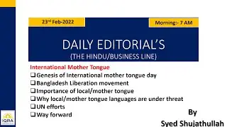 Daily The Hindu Editorials UPSC at IQRA IAS 23th Feb 7AM  @IQRA IAS ​