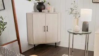 Contemporary Double Door Corner Accent Cabinet &ndash; Birch