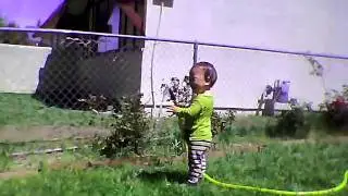 Channse playing with cold water