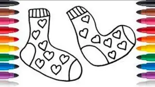 ​How to Draw and Color Heart-Patterned Socks Easily | Learn Colors with Cute Hearts