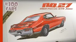 100 cars draw | NO.27 | Watercolor  | Painting process |1969 Pontiac GTO Judge