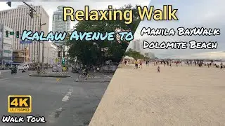 4K Walk Tour from Kalaw Avenue to Manila BayWalk Dolomite Beach Manila Philippines