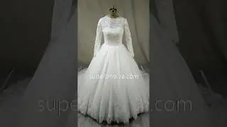 Muslim Wedding Dress Long Sleeves and High Neckline, Affordable Bridal Gown, Dress For Brides