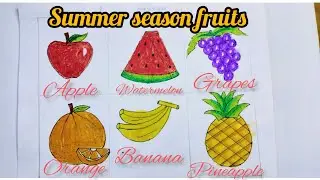 summer season fruits Drawing | How to Draw Summer Fruits | Easy Fruits Drawing