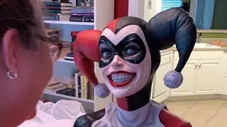 Surprise gift and reaction!  Sideshow Harley Quinn Life Size Bust!
