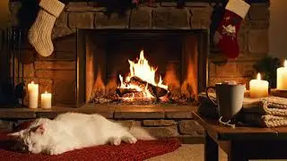 4K Cozy Winter Fireplace | Fire Crackling Sounds | No Music