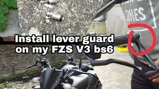 Yamaha FZS V3 BS6 dark black. lever guard installation and small modification
