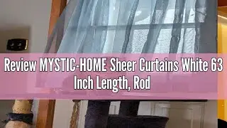 Review MYSTIC-HOME Sheer Curtains White 63 Inch Length, Rod Pocket Voile Drapes for Living Room, Bed