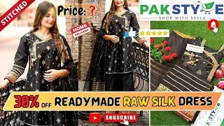 Readymade Angrakha Style Raw Silk Dress | Ready to Wear Stitched Suits Collection Online PakStyle.pk
