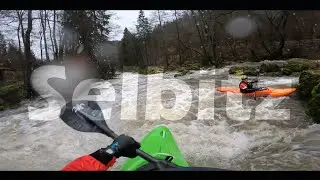 Going whitewater kayaking on the Selbitz river in January 2023