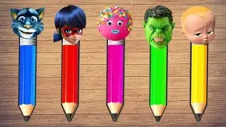 Wrong Heads Learn Colors with Boss Baby Ladybug Talking Tom Hulk Pop Cake Pencil Finger Family Song