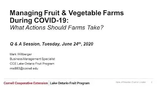 Managing Fruit & Vegetable Farms During COVID-19: What Actions Should Farms Take?
