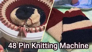 Testing the 48 Pin Knitting Machine Reversible Solid & Striped Beanie with Dollar Tree Yarn #sentro