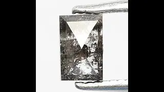 0.53 CT Grey Black Salt and Pepper Rectangle Diamond: Engagement Ring Stone