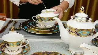 Top design pure gold and embossed crafts luxury dinnerware set - from Karosa