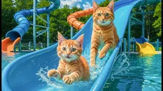 Mama Cat and Kitten Sell Sweet Strawberries Juice to Make Their Dream Water Park Trip Come True! 🍓💦🐾