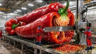 Inside A Bell Pepper Factory! How They Sort Bell Peppers & Make Pepper Paste (Full Process)
