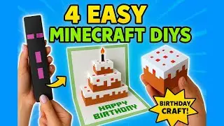 4 Easy Minecraft Crafts | Cute Paper Boxes & Pop-Up Birthday Card!