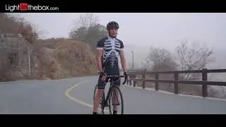 Men's Short Sleeve Cycling Jersey Spandex Black+White Skull Bike Jersey Mountain Bike
