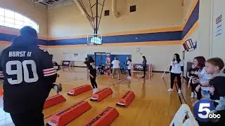 Berea elementary students celebrate good attendance with Browns DT Mo Hurst