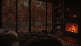Tired Soul in Autumn Night | Rain by the Window and Whispering Fire Take You to a Peaceful Place