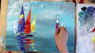 Colorful Sail Boats / Abstract Painting / Daily Art /Day #27