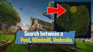 SEARCH BETWEEN A POOL, WINDMILL, AND AN UMBRELLA CHALLENGE | FORTNITE BATTLE ROYALE