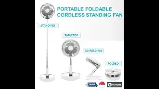 Cordless Foldable Portable Fan USB Rechargeable Height Extendable Standing Desktop/Tabletop Fan