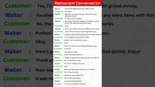 Restaurant Conversation in English | Ordering food at Restaurant. #english #englishlanguage #shorts